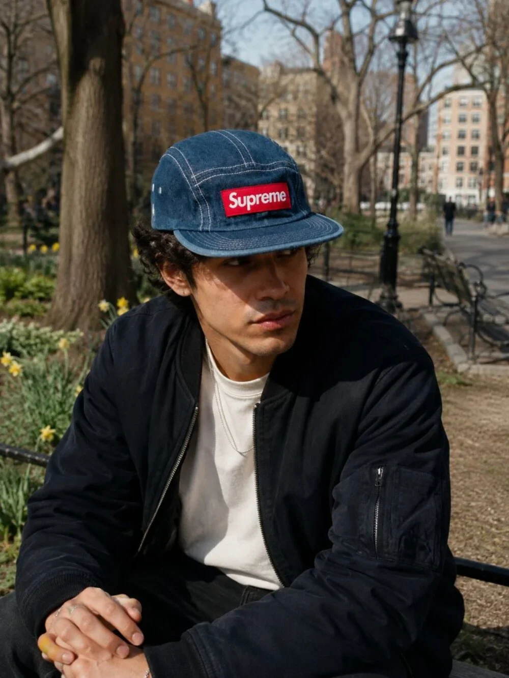 Supreme Contrast Stitch Camp Cap SS19 Hat Denim B Blue